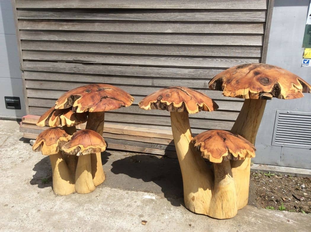 Decoratieve paddenstoelen in hout