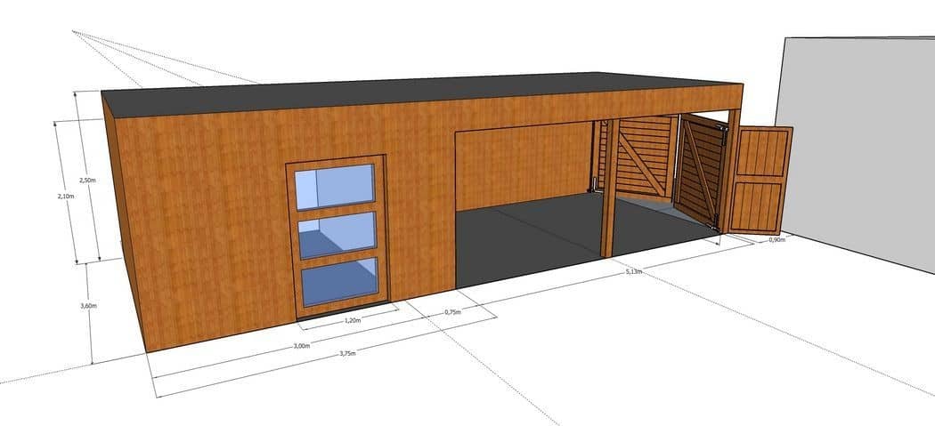 3D-voorontwerp 1: houten tuinconstructie op maat