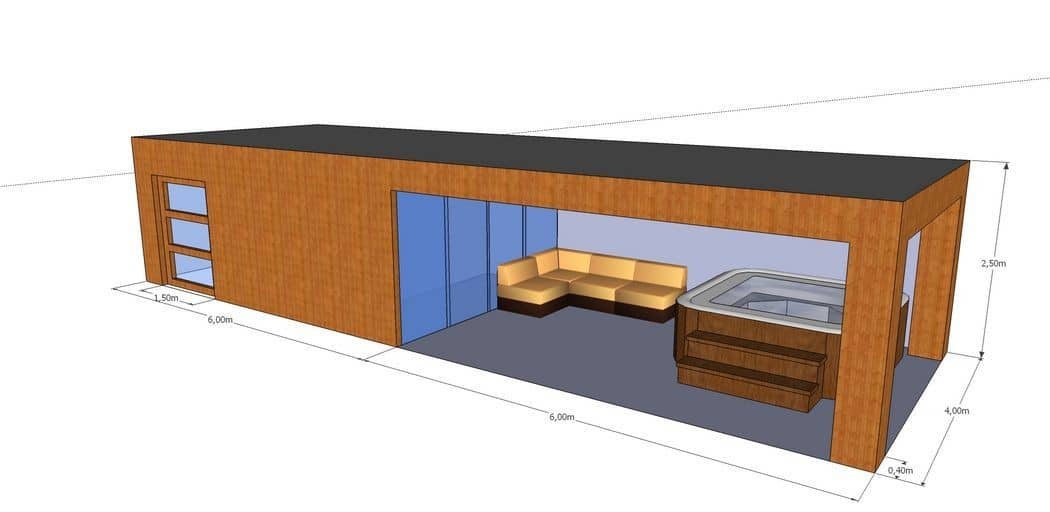 3D-voorontwerp 2: houten tuinconstructie op maat