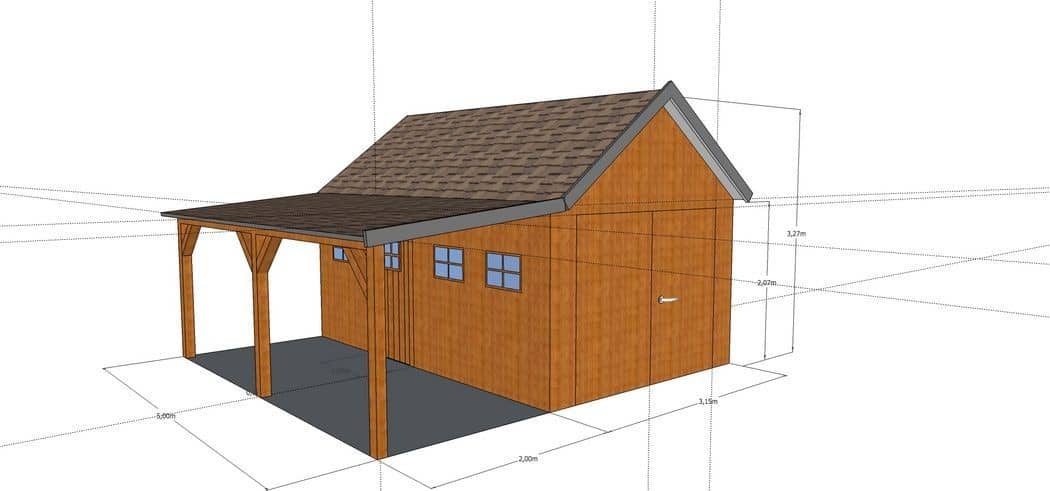 3D-voorontwerp 7: houten tuinconstructie op maat