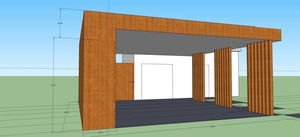 3D-voorontwerp 13: houten tuinconstructie op maat