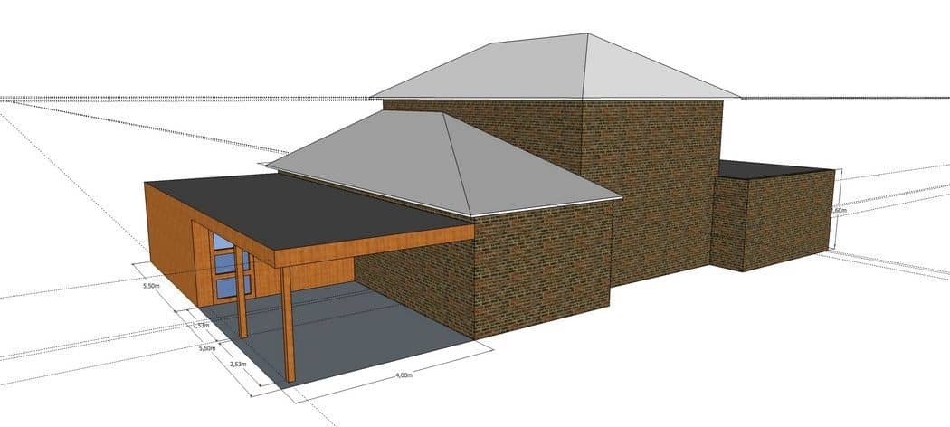 3D-voorontwerp 14: houten tuinconstructie op maat