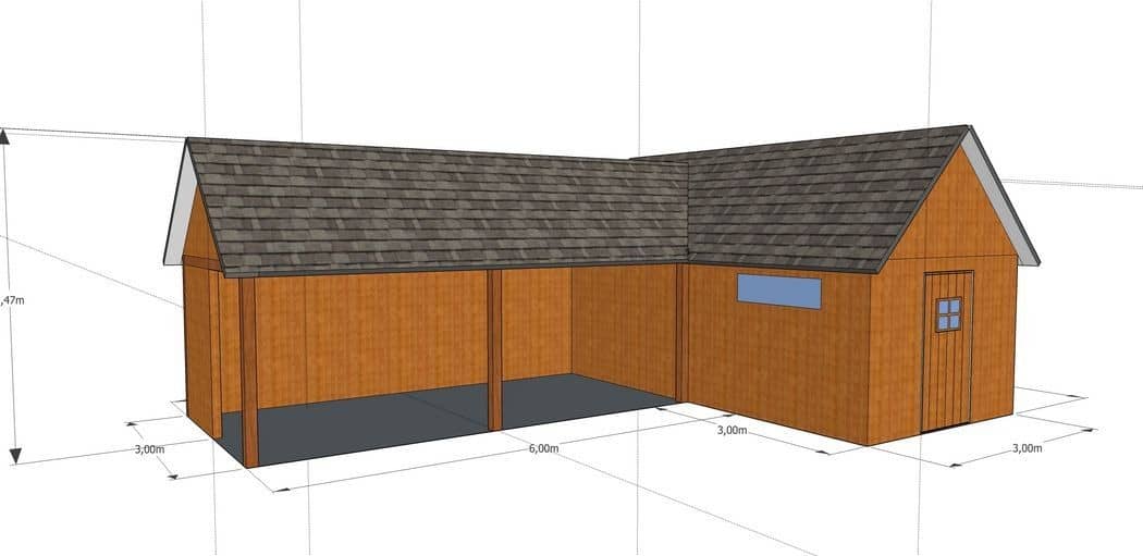 3D-voorontwerp 15: houten tuinconstructie op maat
