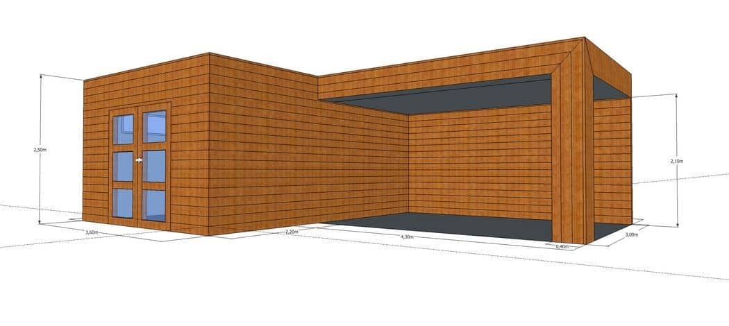 3D-voorontwerp 19: houten tuinconstructie op maat