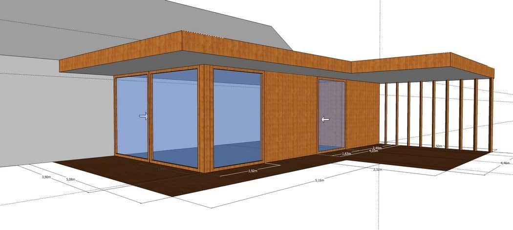 3D-voorontwerp 30: houten tuinconstructie op maat