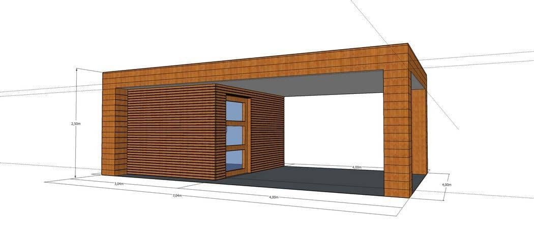 3D-voorontwerp 10: houten tuinconstructie op maat