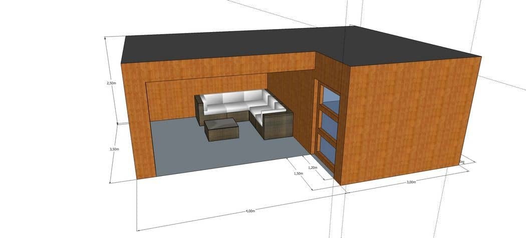 3D-voorontwerp 20: houten tuinconstructie op maat