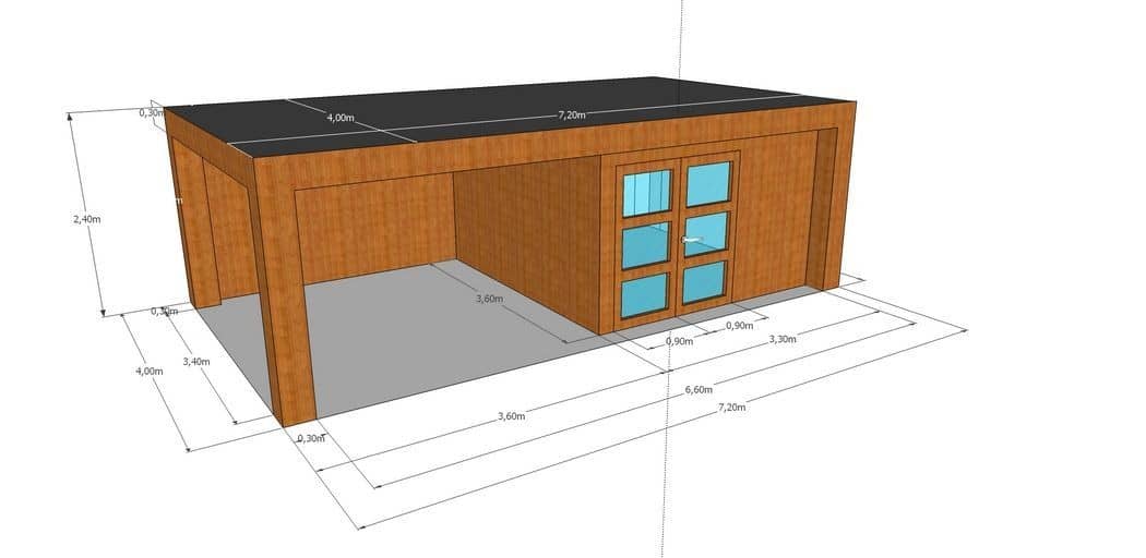 3D-voorontwerp 22: houten tuinconstructie op maat