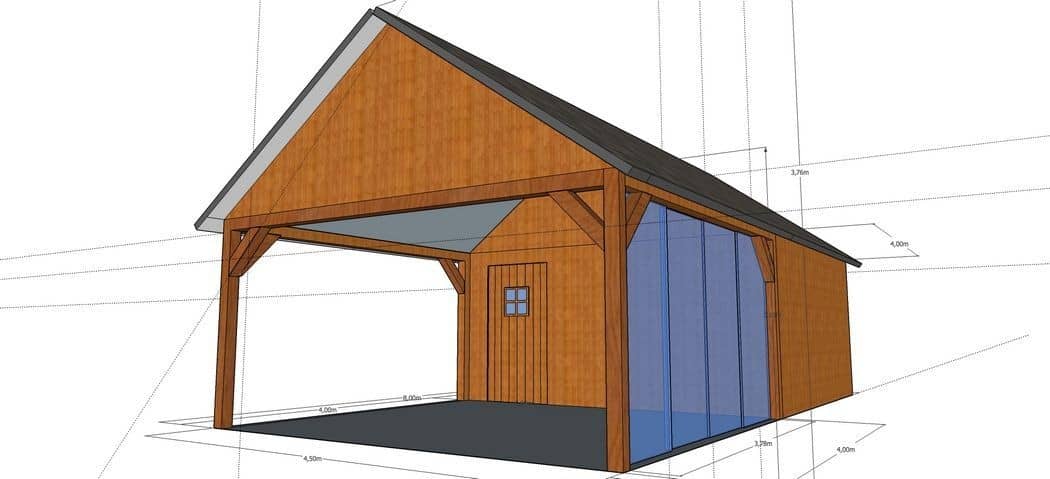 3D-voorontwerp 26: houten tuinconstructie op maat