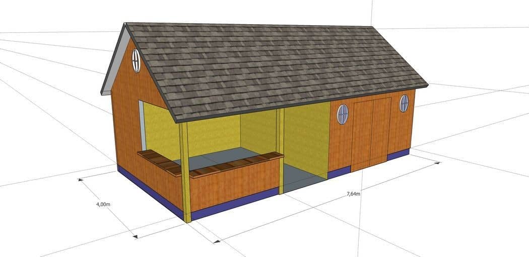 3D-voorontwerp 29: houten tuinconstructie op maat